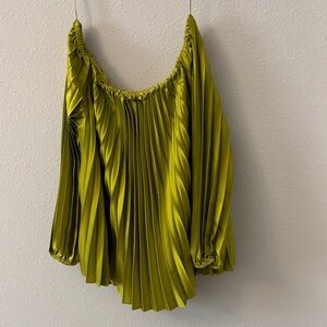 INC International Concepts Lime Green Pleated Blouse